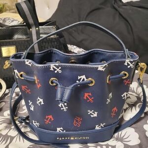 Tommy Hilfiger Blue Anchor Print Shoulder Bag